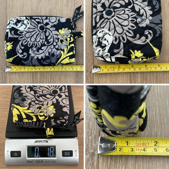 Vera Bradley Medium Cosmetic Pouch Baroque Black Yellow Toiletry Makeup Bag - Picture 16 of 16